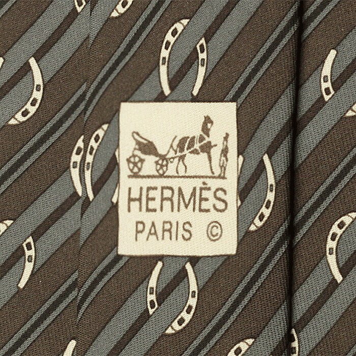 Hermes Men's Silk Tie Horseshoe Stripes Pattern 5276