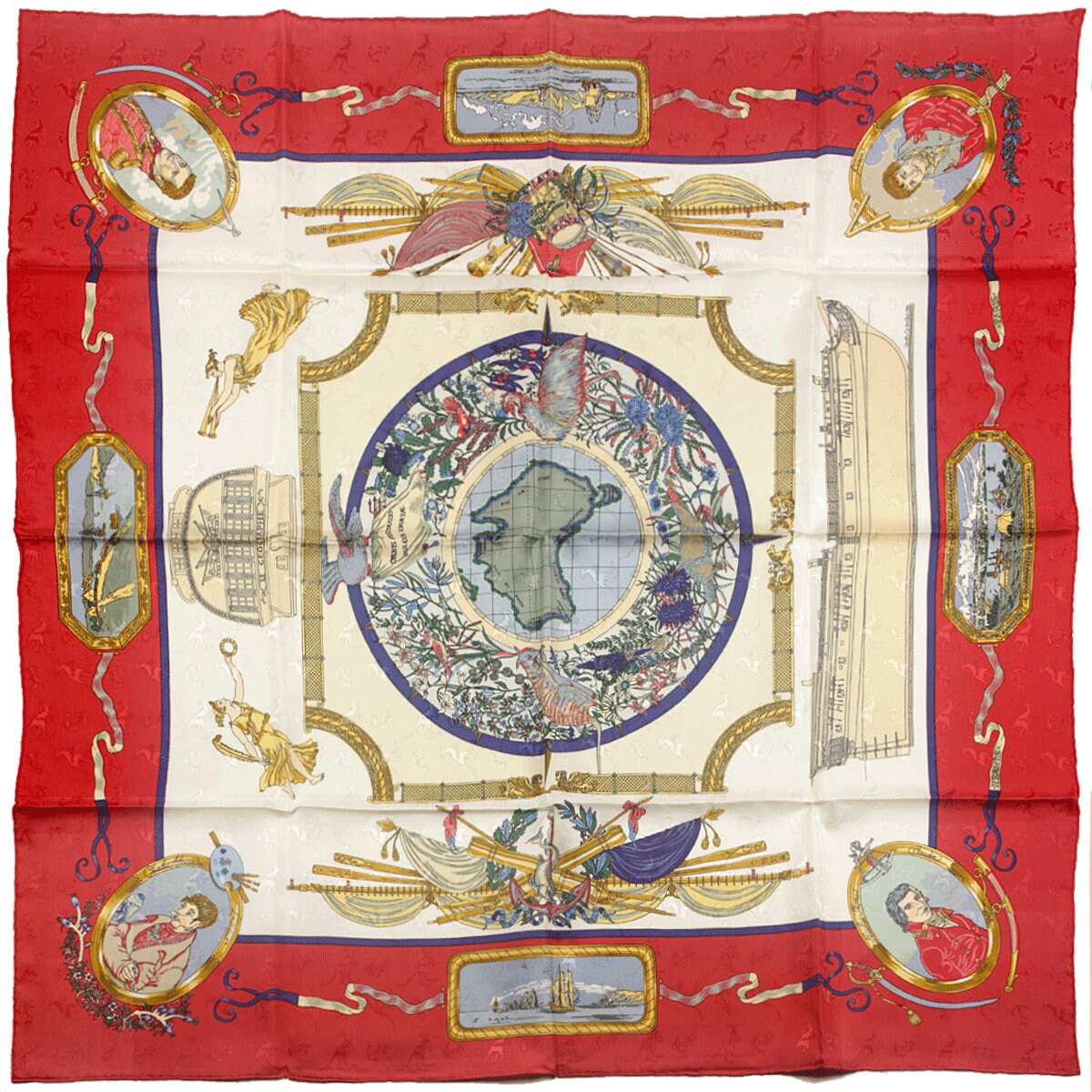 Hermes Scarf "Le Geographe" by Sandra Laroche 90cm Silk | Carre Foulard