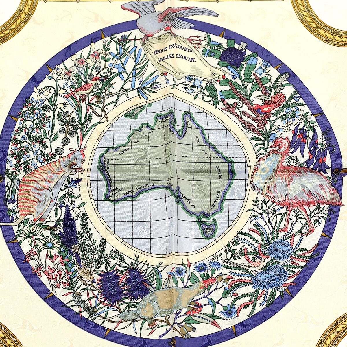 Hermes Scarf "Le Geographe" by Sandra Laroche 90cm Silk | Carre Foulard
