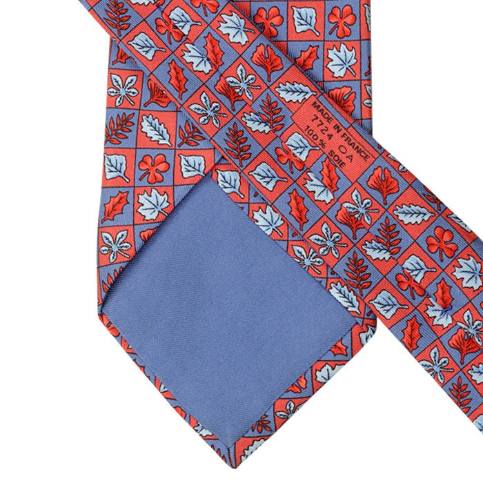 Hermes Men's Silk Tie Autumn Leaves Pattern 7724