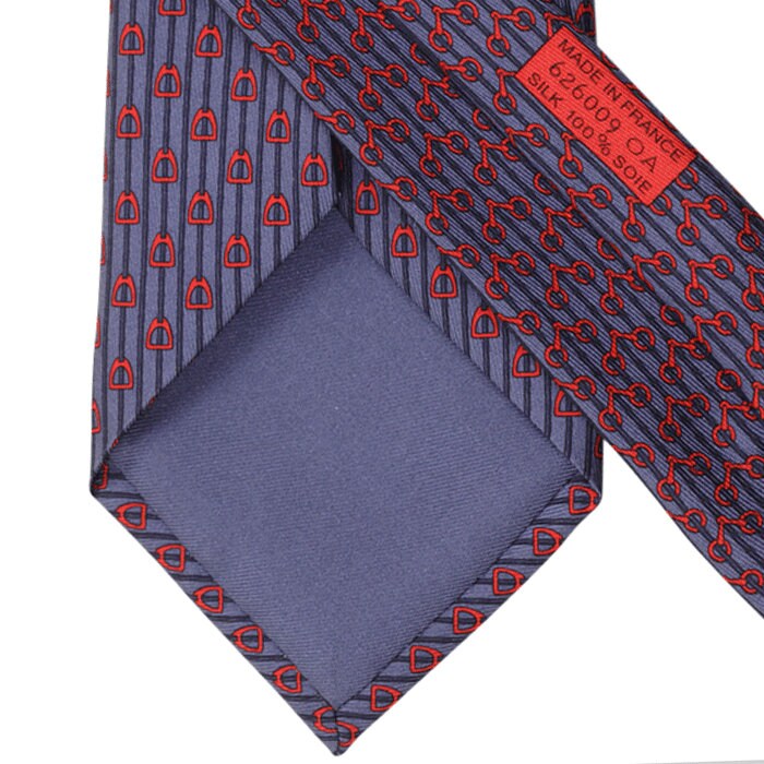 Hermes Men's Silk Tie Equestrian Geometric Pattern 606009 | Necktie Cravate