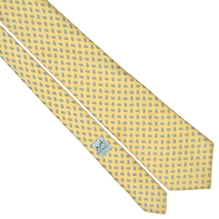 Hermes Men's Silk Tie Geometric Chaine d'Ancre Pattern 7957