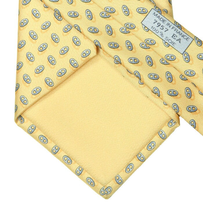 Hermes Men's Silk Tie Geometric Chaine d'Ancre Pattern 7957