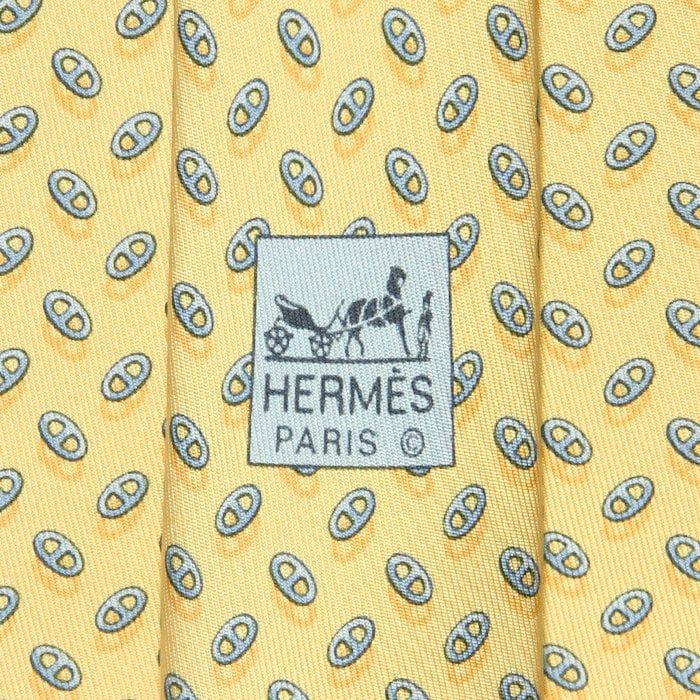 Hermes Men's Silk Tie Geometric Chaine d'Ancre Pattern 7957