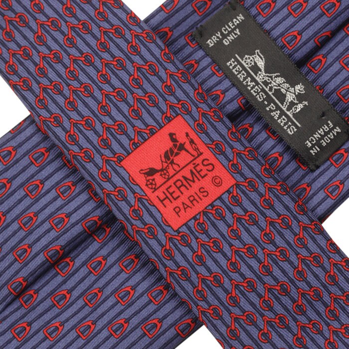 Hermes Men's Silk Tie Equestrian Geometric Pattern 606009 | Necktie Cravate