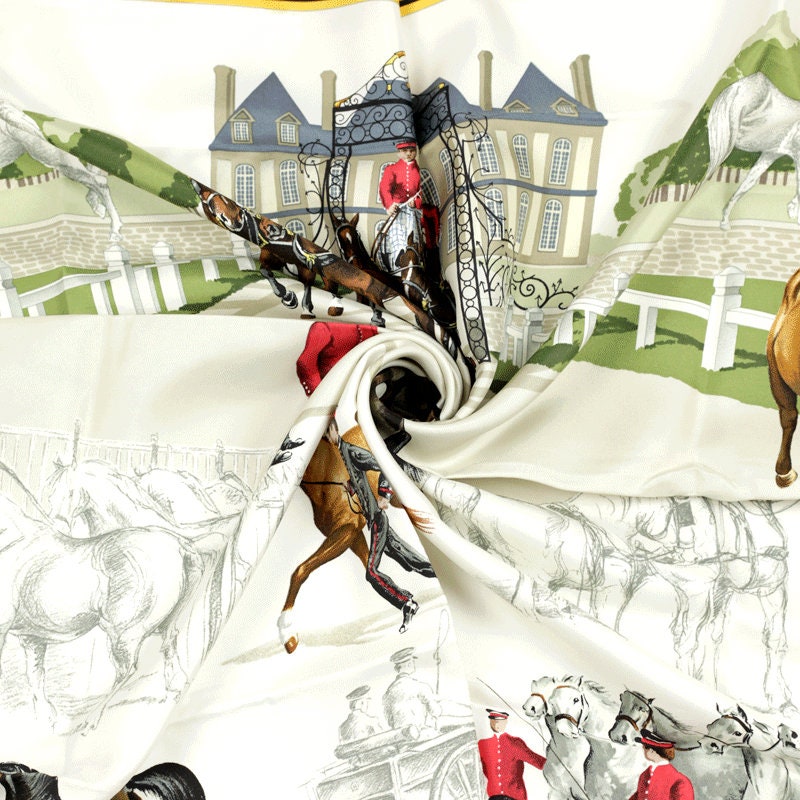 Hermes Scarf "Les Haras Nationaux" by Hubert de Watrigant 90cm Silk | Carre Foulard