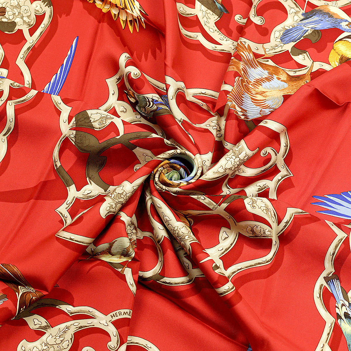 Hermes Scarf "Oiseaux de l'Inde et de l'Himalaya" by Catherine Baschet 90cm Silk