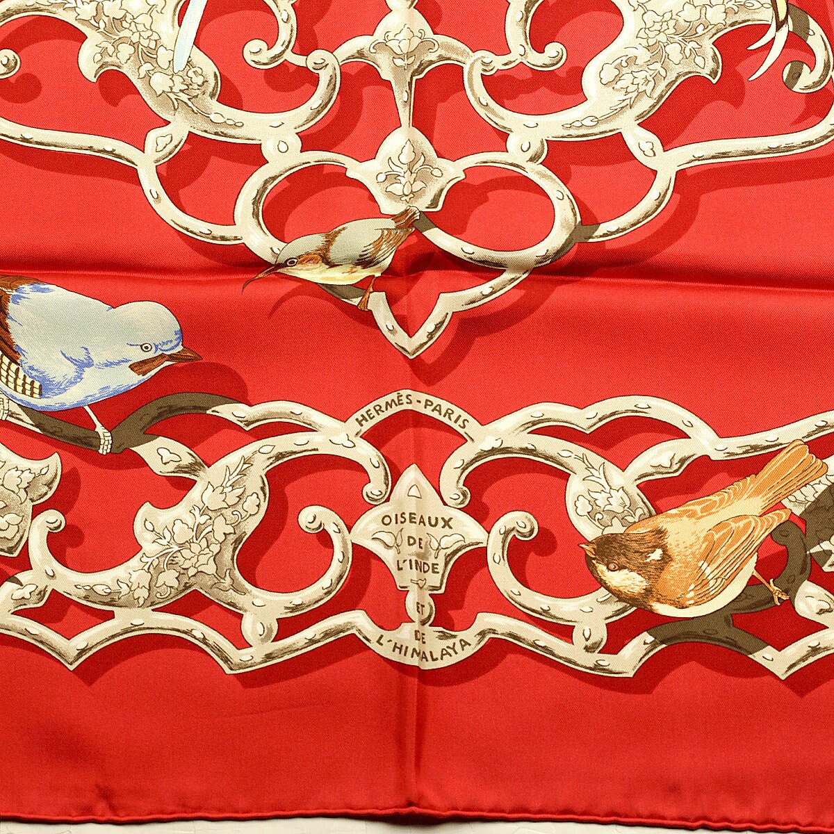 Hermes Scarf "Oiseaux de l'Inde et de l'Himalaya" by Catherine Baschet 90cm Silk