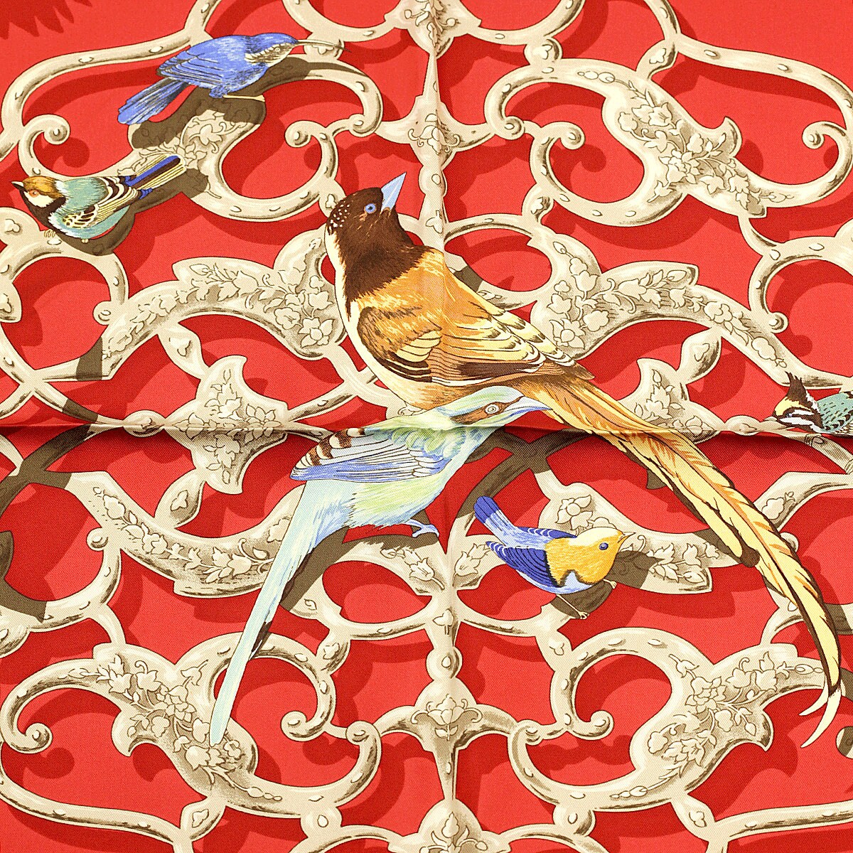 Hermes Scarf "Oiseaux de l'Inde et de l'Himalaya" by Catherine Baschet 90cm Silk