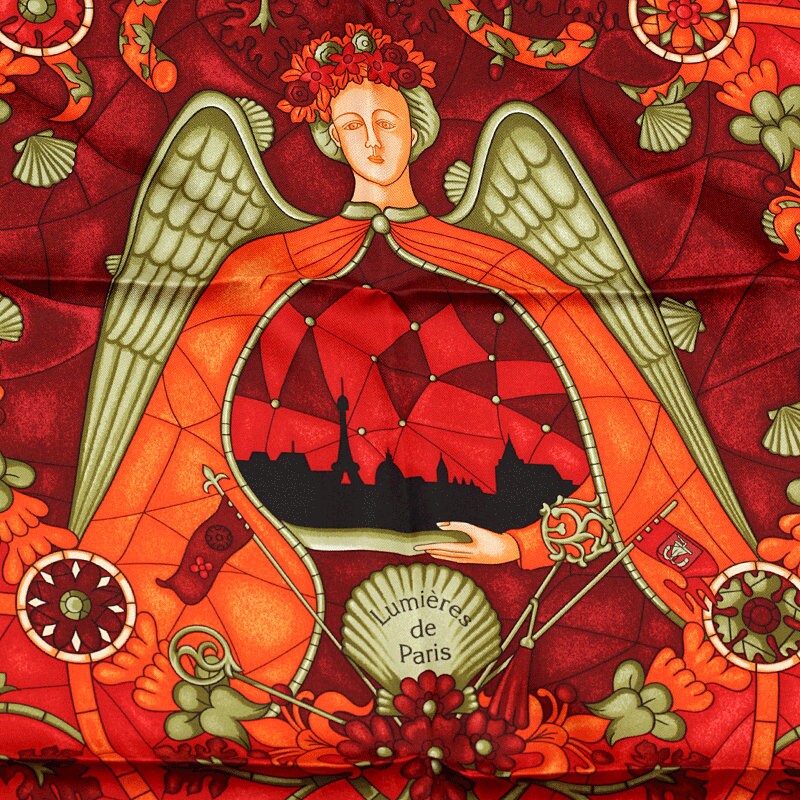 HERMES SCARF Silk "Lumieres de Paris" by Natsuno Hidaka Vintage 90cm Carre 100% Auth