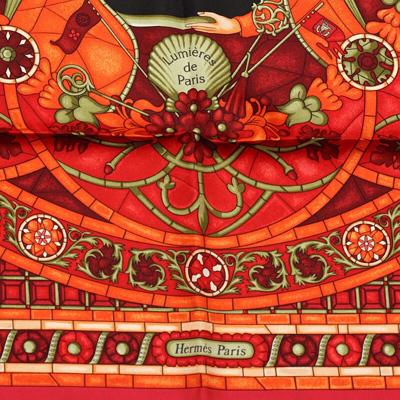 HERMES SCARF Silk "Lumieres de Paris" by Natsuno Hidaka Vintage 90cm Carre 100% Auth