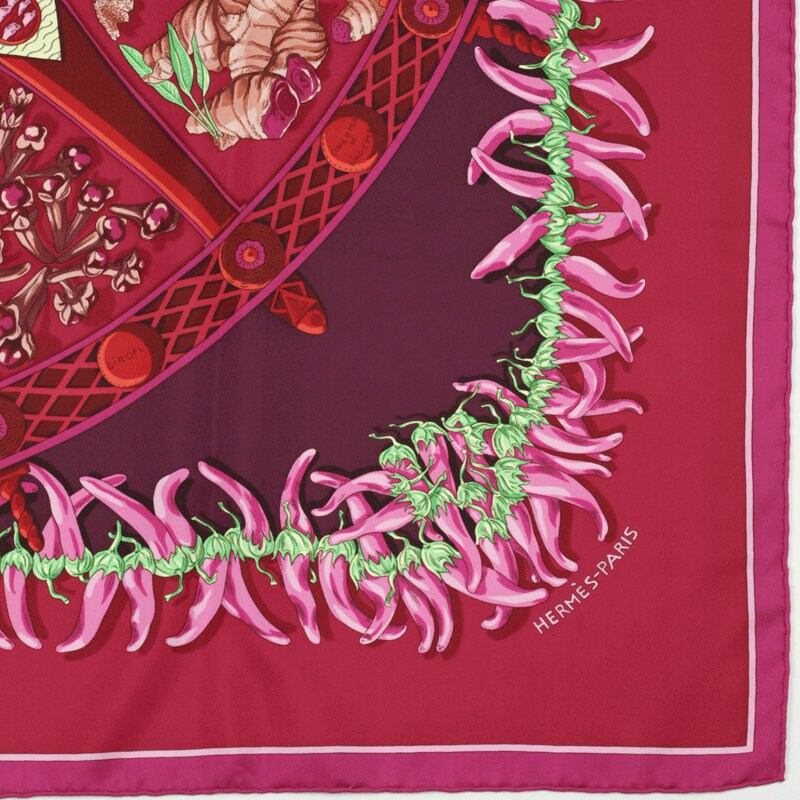 Hermes Scarf "Aux Pays de Epices" by Annie Faivre 90cm Silk | Carre Foulard
