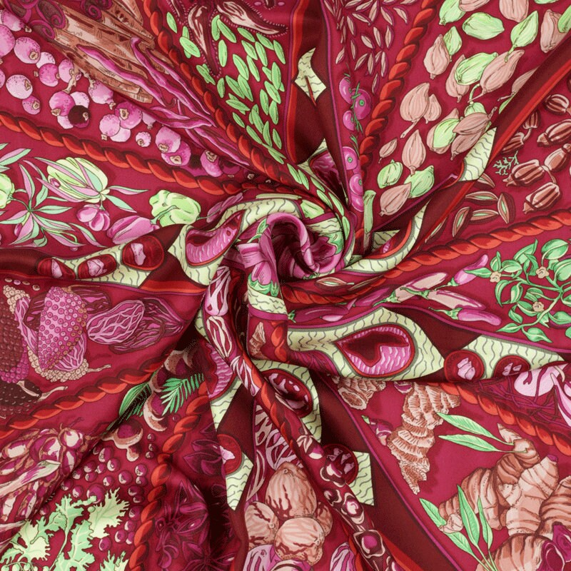 Hermes Scarf "Aux Pays de Epices" by Annie Faivre 90cm Silk | Carre Foulard