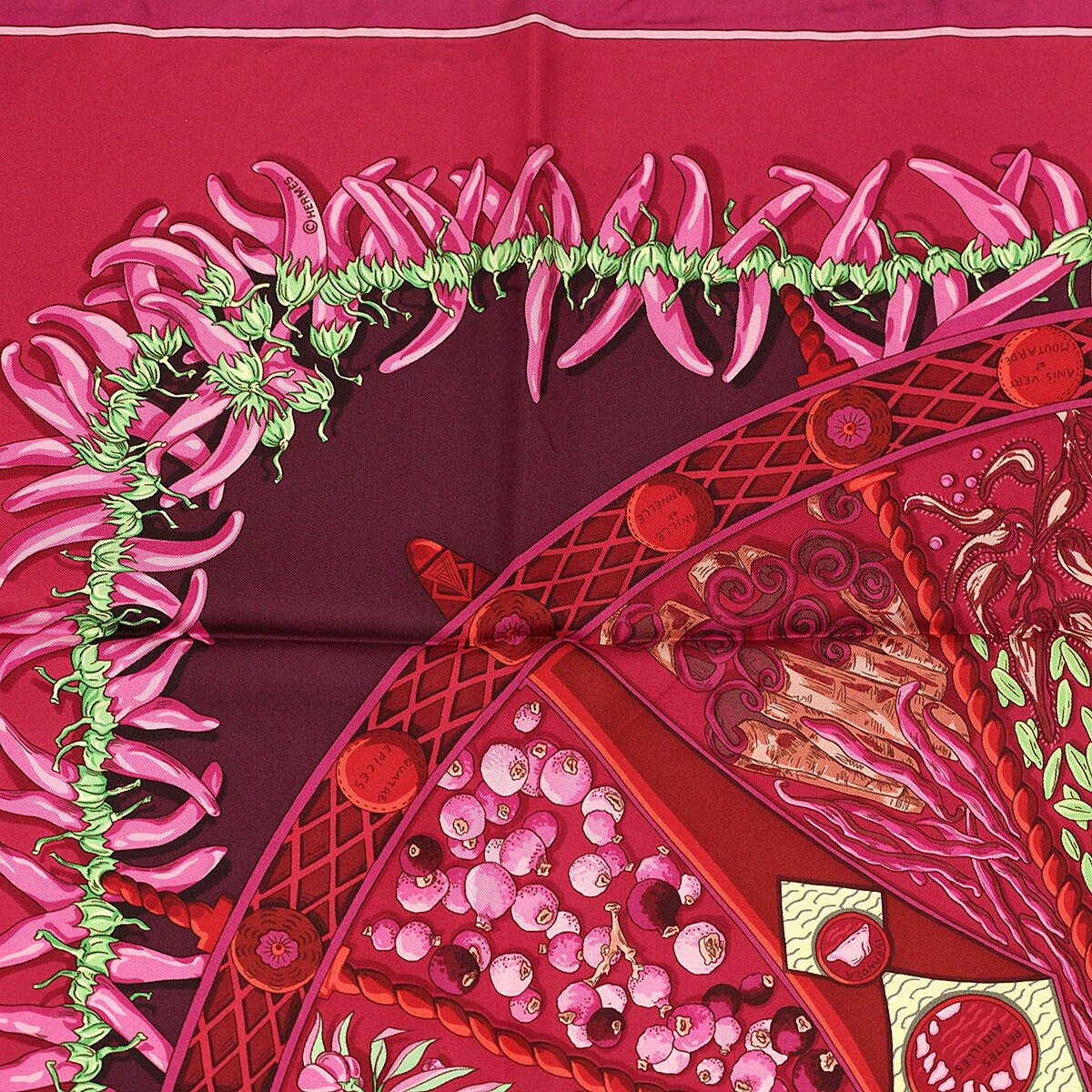 Hermes Scarf "Aux Pays de Epices" by Annie Faivre 90cm Silk | Carre Foulard