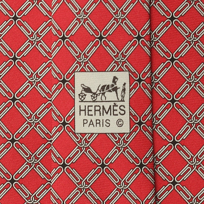 Hermes Men's Silk Tie Paper Clips Pattern 5549 | Necktie Cravate