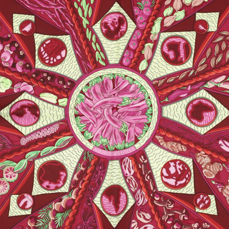 Hermes Scarf "Aux Pays de Epices" by Annie Faivre 90cm Silk | Carre Foulard