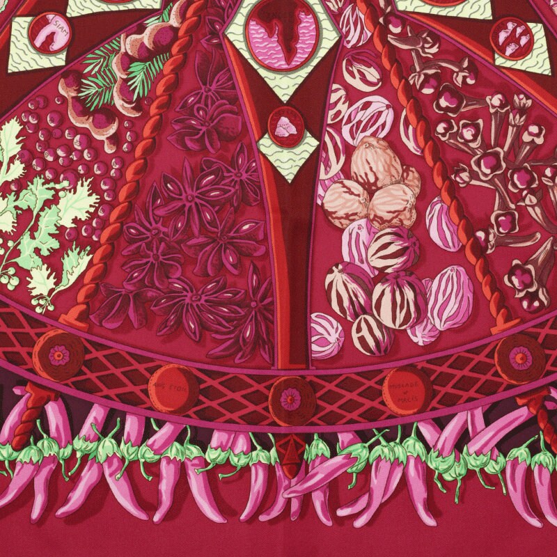 Hermes Scarf "Aux Pays de Epices" by Annie Faivre 90cm Silk | Carre Foulard