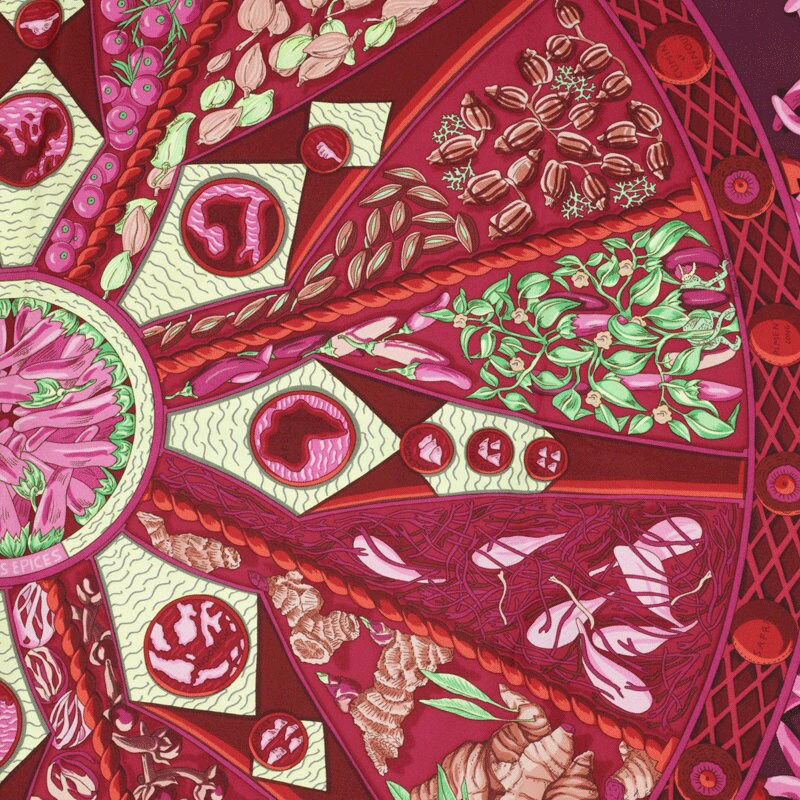 Hermes Scarf "Aux Pays de Epices" by Annie Faivre 90cm Silk | Carre Foulard