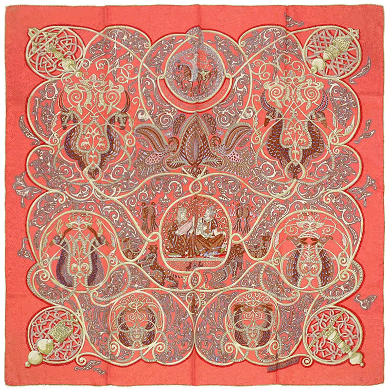 Hermes Scarf "La Charmante aux Animaux" by Annie Faivre 90cm Silk | Carre Foulard