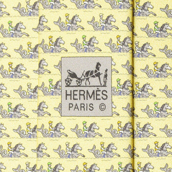 Hermes Men's Silk Tie Equestrian Geometric Pattern 605876 | Necktie Cravate