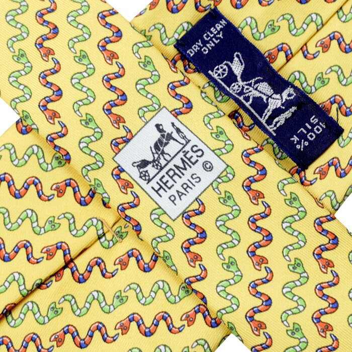 Hermes Men's Silk Tie Whimsical Snakes Pattern 5575 | Necktie Cravate
