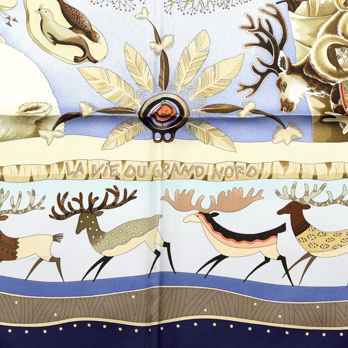 Hermes Scarf "Vie du Grand Nord" by Aline Honore 90cm Silk | Foulard Carre