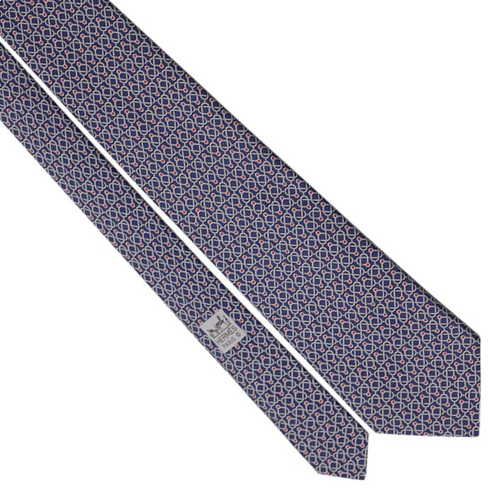 Hermes Men's Silk Tie Equestrian Geometric Pattern 5594 | Necktie Cravate