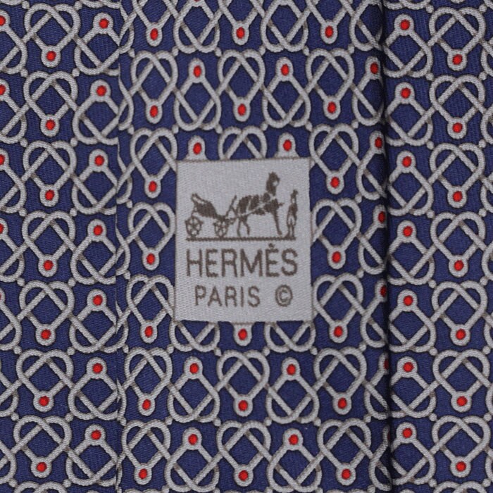 Hermes Men's Silk Tie Equestrian Geometric Pattern 5594 | Necktie Cravate