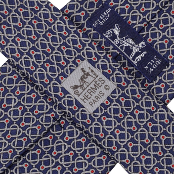 Hermes Men's Silk Tie Equestrian Geometric Pattern 5594 | Necktie Cravate