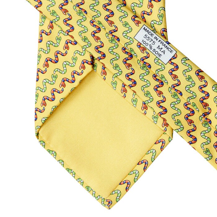 Hermes Men's Silk Tie Whimsical Snakes Pattern 5575 | Necktie Cravate