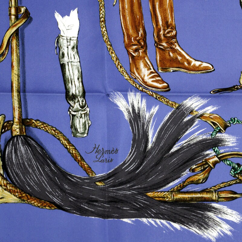 Hermes Scarf "Propos de Bottes" by Xavier De Poret 90cm Silk | Carre Foulard