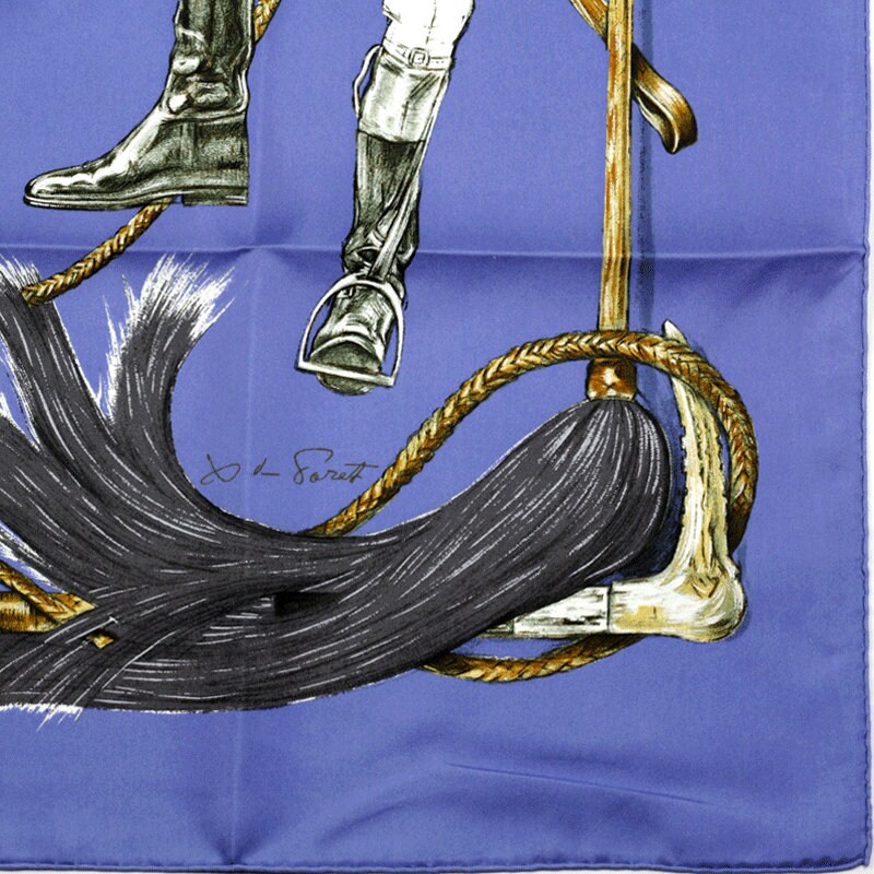 Hermes Scarf "Propos de Bottes" by Xavier De Poret 90cm Silk | Carre Foulard