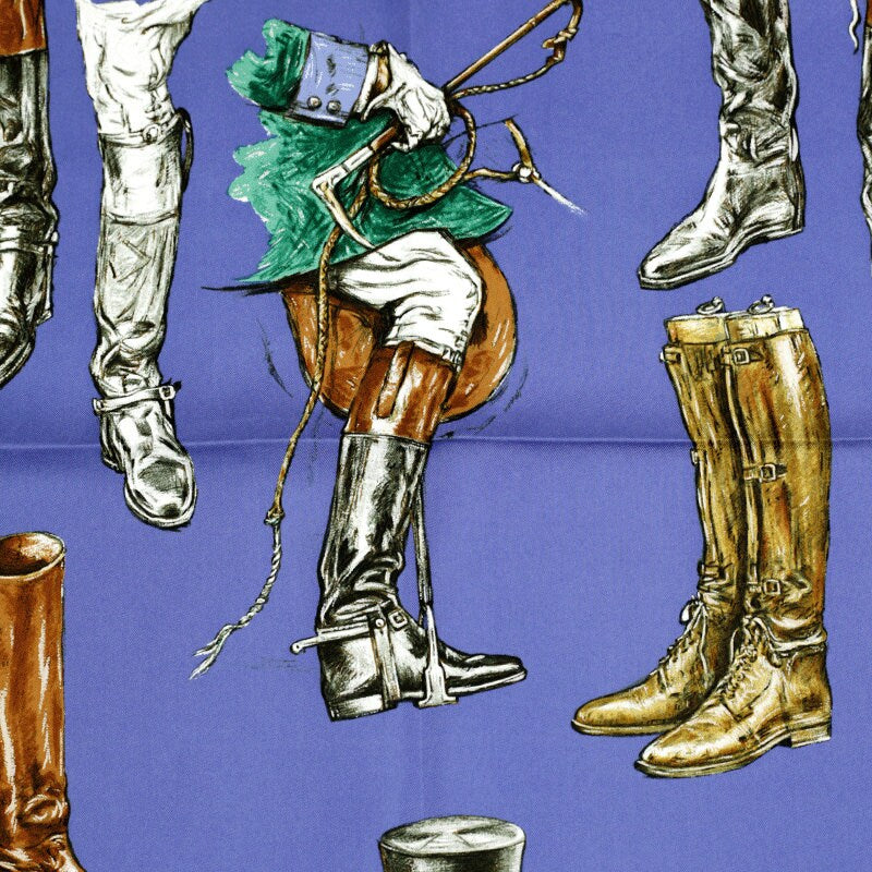 Hermes Scarf "Propos de Bottes" by Xavier De Poret 90cm Silk | Carre Foulard
