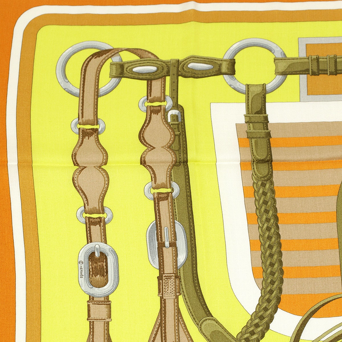 Hermes Scarf "Coaching" by Julia Abadie 90cm Cashmere Frange | Carre Foulard