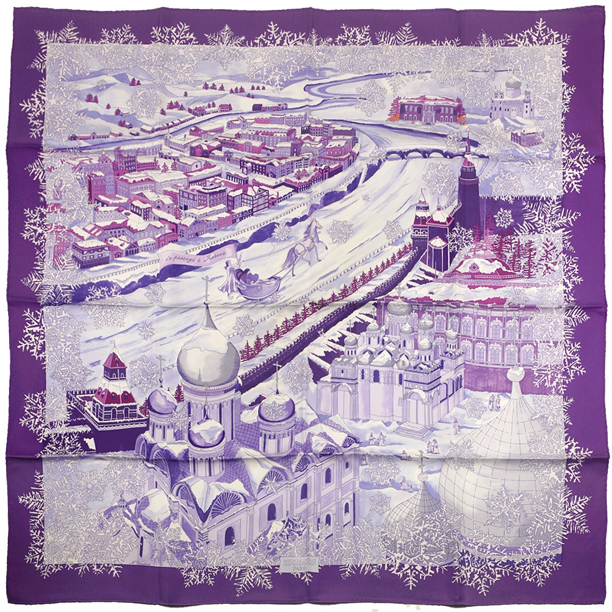 Hermes Scarf "De Passage a Moscou" by Nathalie Vialars 90cm Silk | Carre Foulard Rare