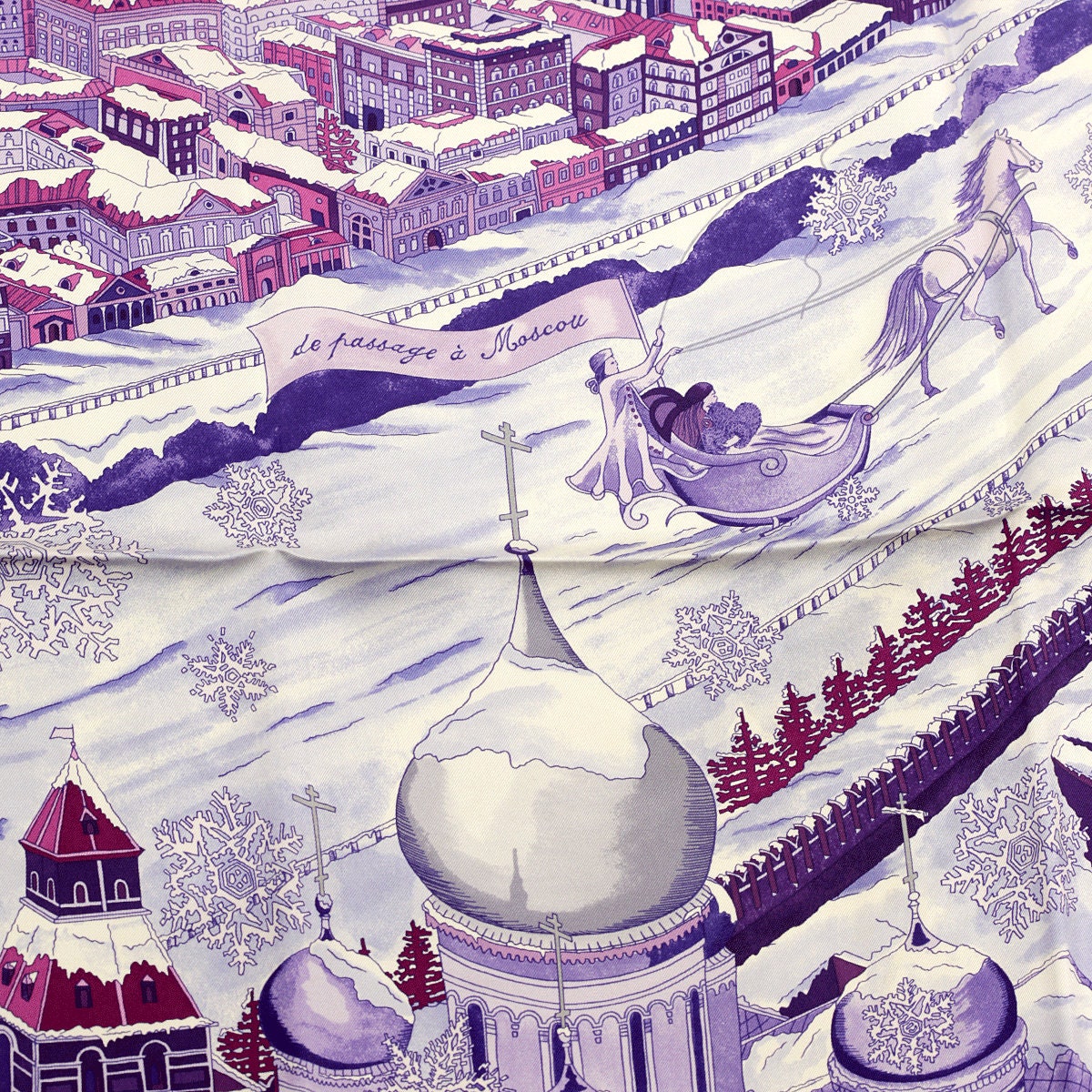 Hermes Scarf "De Passage a Moscou" by Nathalie Vialars 90cm Silk | Carre Foulard Rare