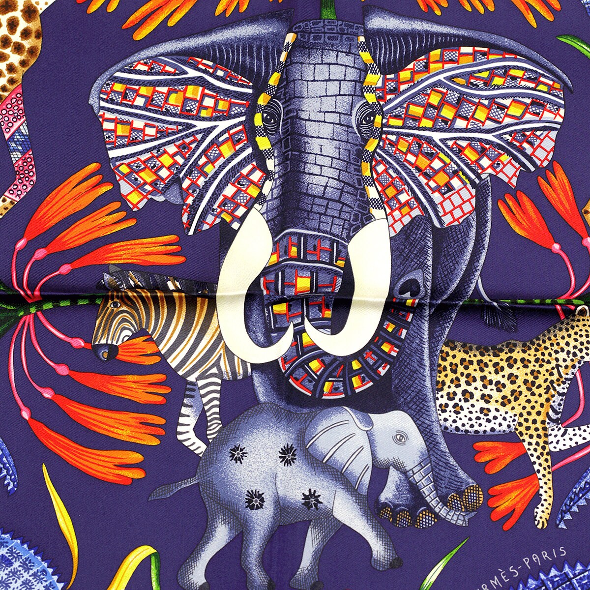 Hermes Scarf "Marche du Zambeze" by Ardmore Artists 90cm Silk | Carre Foulard