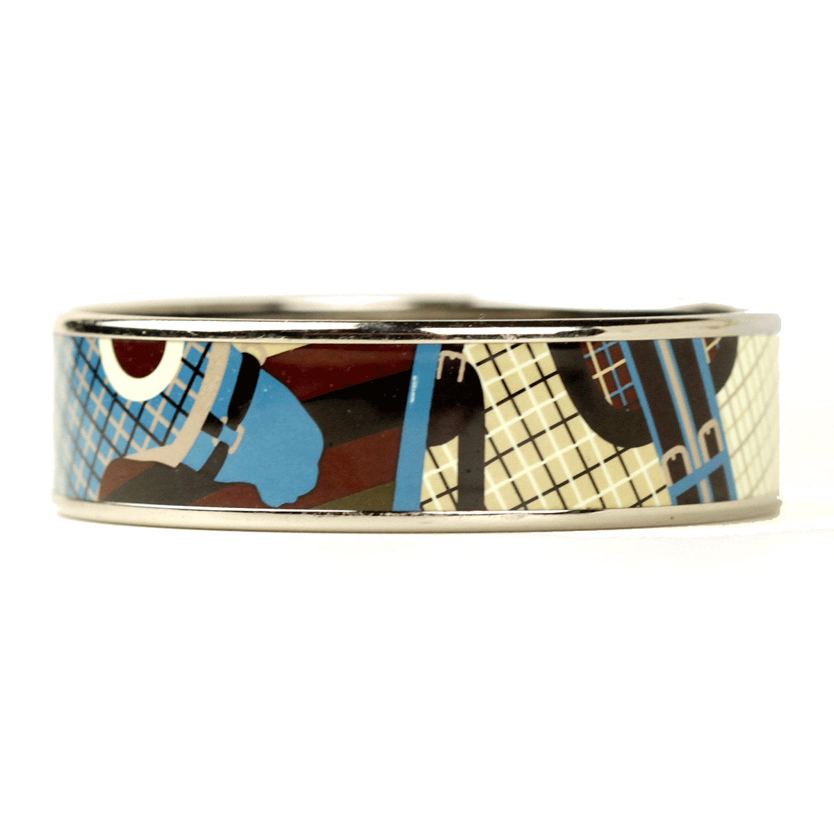 Hermes Bracelet 65 Wide Enamel Palladium Silver | Bangle SHW