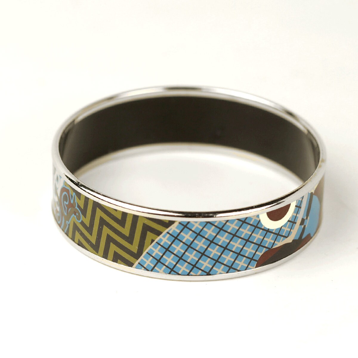 Hermes Bracelet 65 Wide Enamel Palladium Silver | Bangle SHW