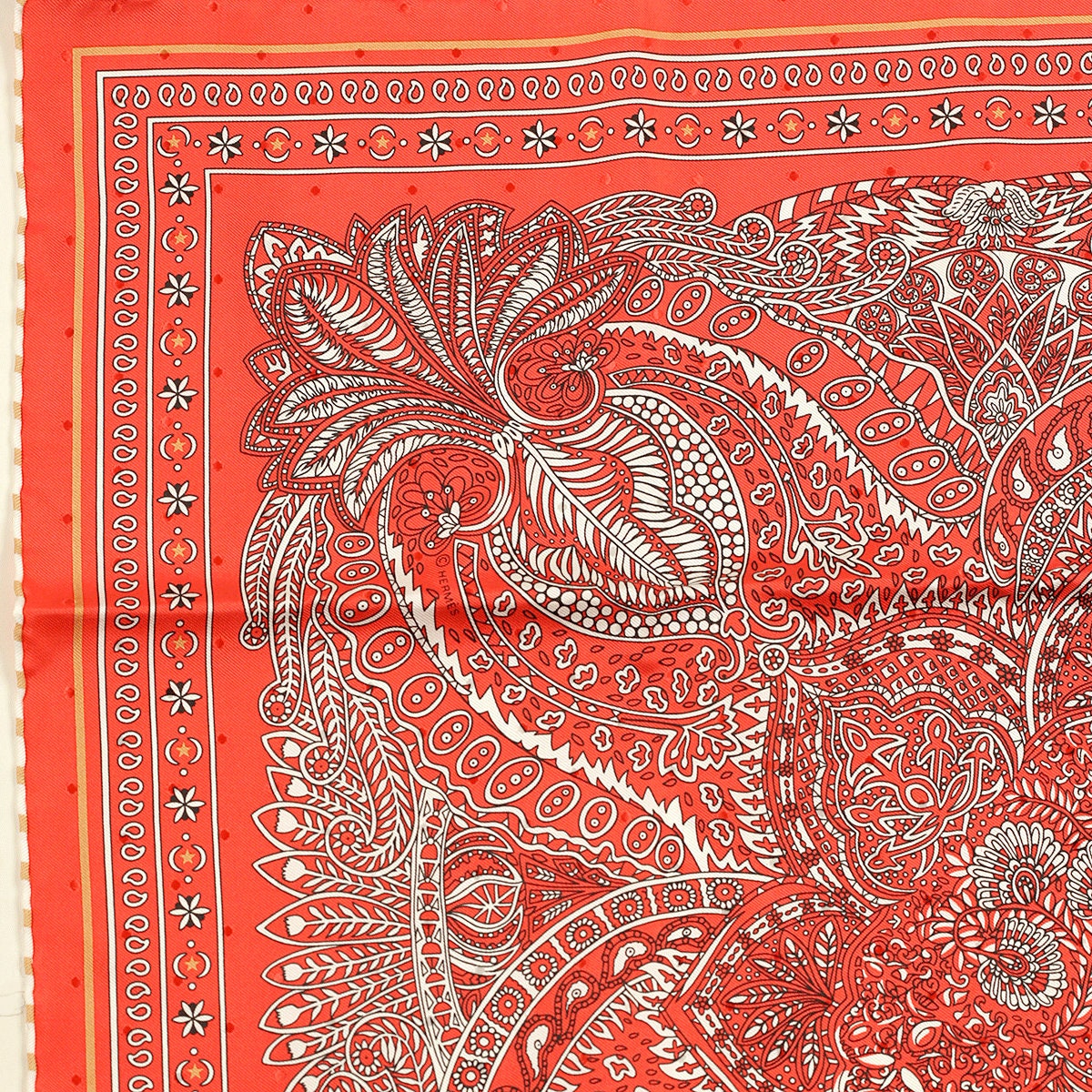 Hermes "Le Jardin de la Maharani" by Annie Faivre 55cm Silk Bandana | Carre Foulard Scarf