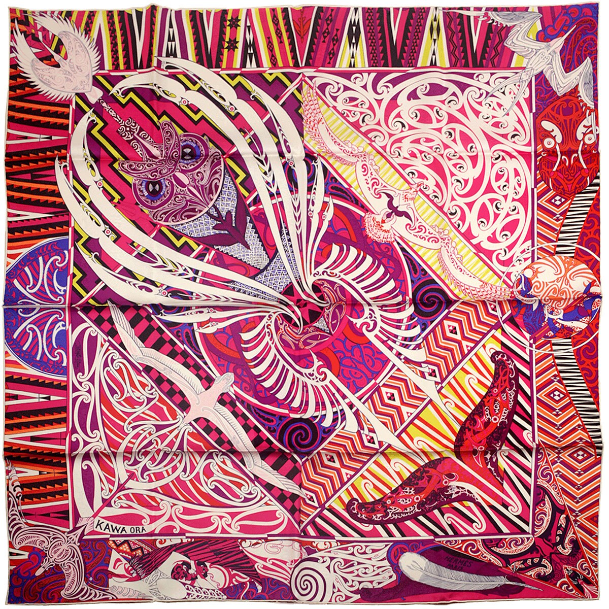 Hermes Scarf "Kawa Ora" by Te Rangitu Netana 90cm Silk | Carre Foulard