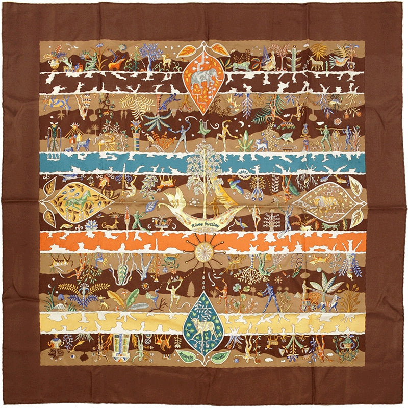 Hermes Scarf "Rives Fertiles" by Christine Henry 90cm Silk