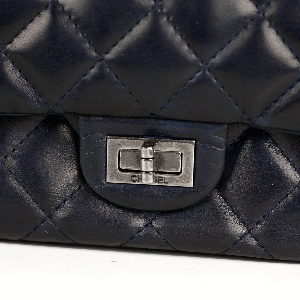 Chanel Bag 2.55 Reissue Navy Calfskin Leather with Silver Hardware 226