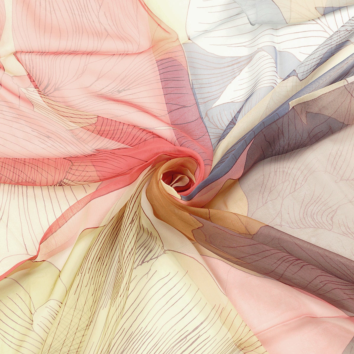 Hermes Scarf "Etude Pour Une Iris Arc-En-Ciel" by Benoit Pierre Emery 140cm Mousseline Chiffon Silk | Carre Foulard