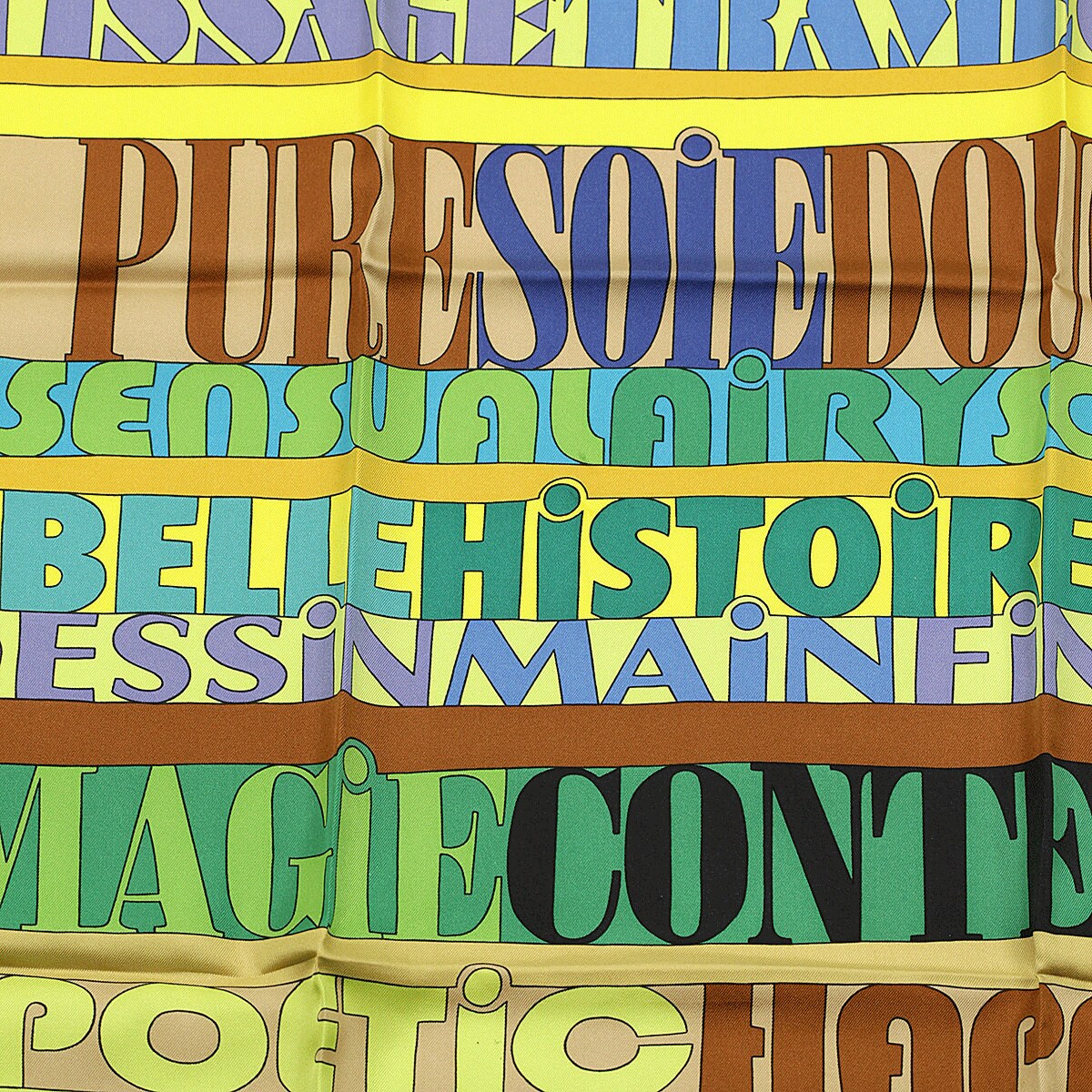 Hermes Scarf "Mots de Soie" by Virginie Jamin 90cm Silk | Foulard Carre