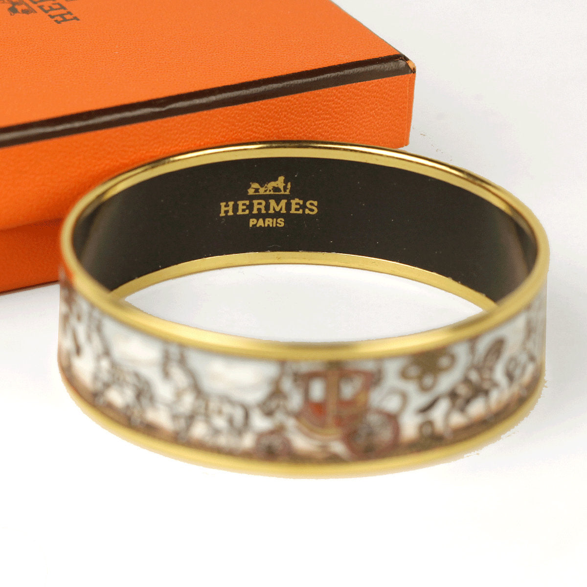 Hermes Bracelet 70 Wide Gold Enamel Carriage | Bangle GHW