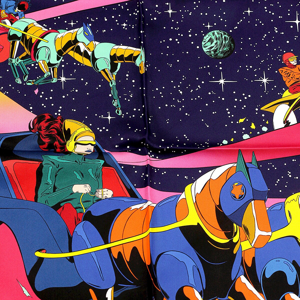 Hermes Scarf "Space Derby" by Ugo Bienvenu 90cm Silk | Carre Foulard