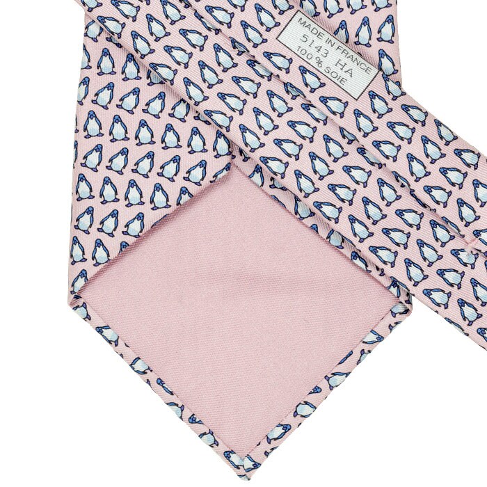 Hermes Men's Silk Tie Whimsical Penguins Pattern 5143 | Necktie Cravate