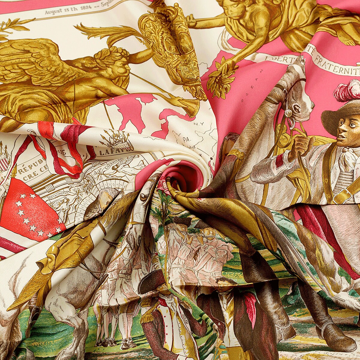 Hermes Scarf "Marquis de Lafayette" by Kermit Oliver 90cm Silk | GRAIL Carre Foulard