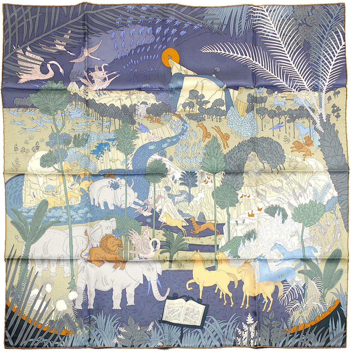 Hermes Scarf "Les Carnaval des Animaux" by Thibaut Huchard 90cm Silk | Carre Foulard